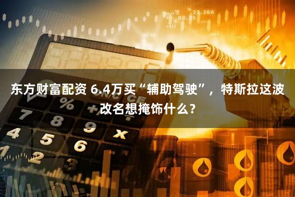 东方财富配资 6.4万买“辅助驾驶”，特斯拉这波改名想掩饰什么？